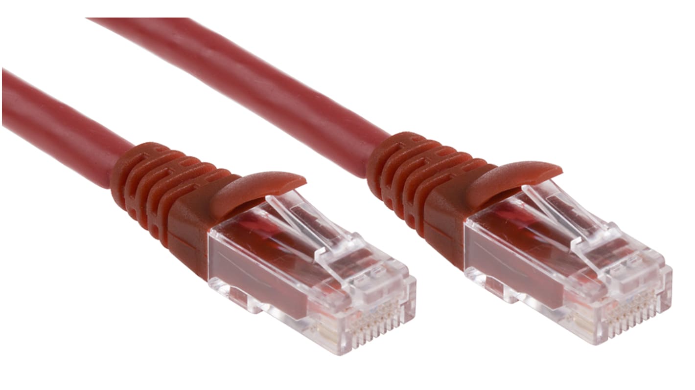 RS PRO Cat6 Male RJ45 to Male RJ45 Ethernet Cable, U/UTP, Red LSZH Sheath, 5m