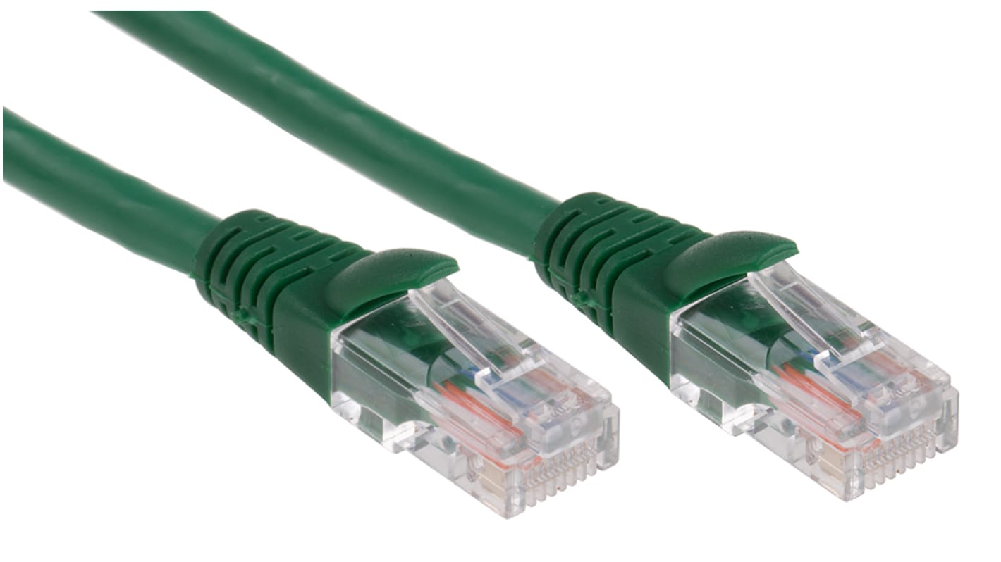 RS PRO Cat5e Male RJ45 to Male RJ45 Ethernet Cable, U/UTP, Green LSZH Sheath, 10m