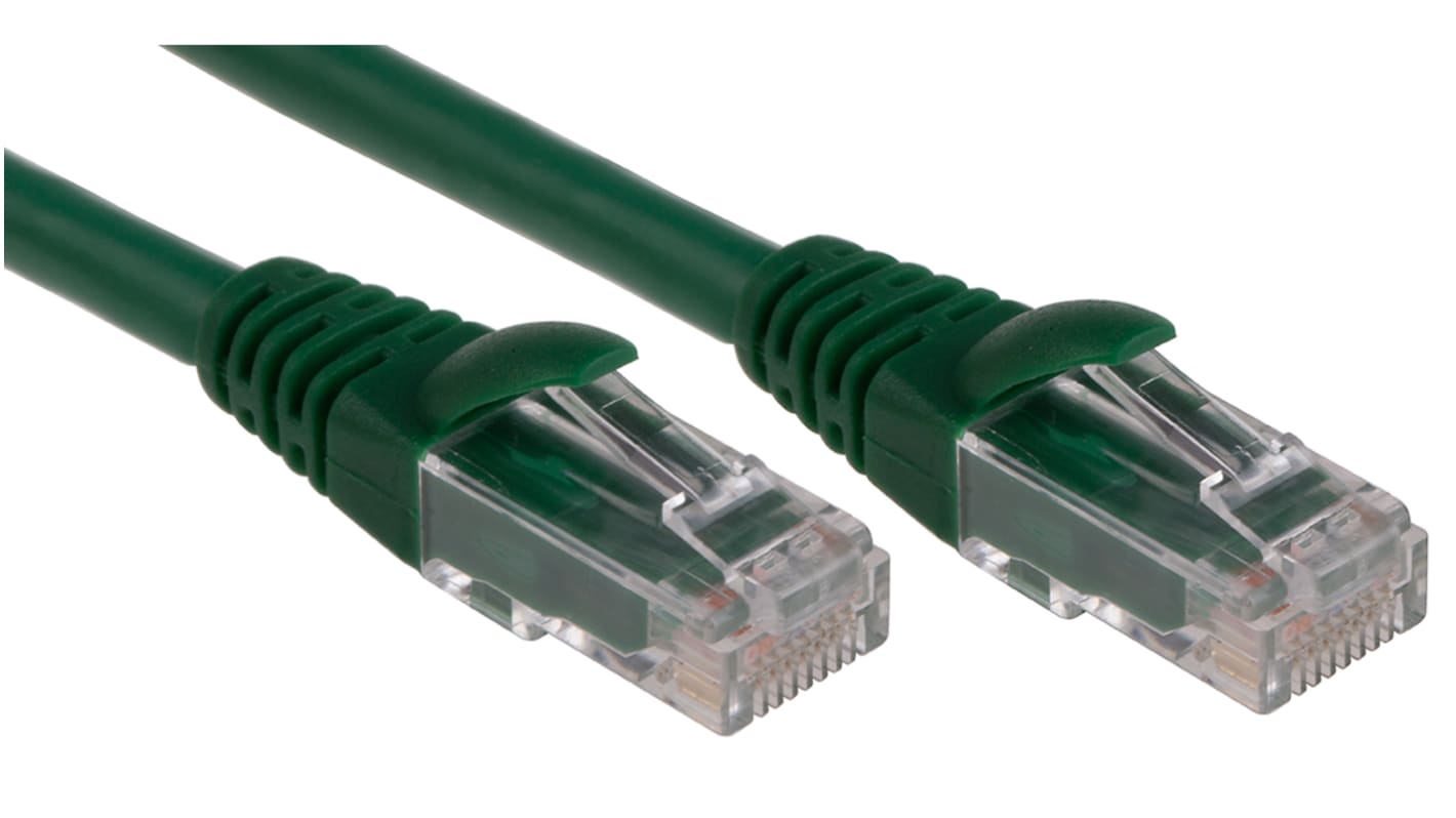 RS PRO Cat6 Male RJ45 to Male RJ45 Ethernet Cable, U/UTP, Green LSZH Sheath, 2m