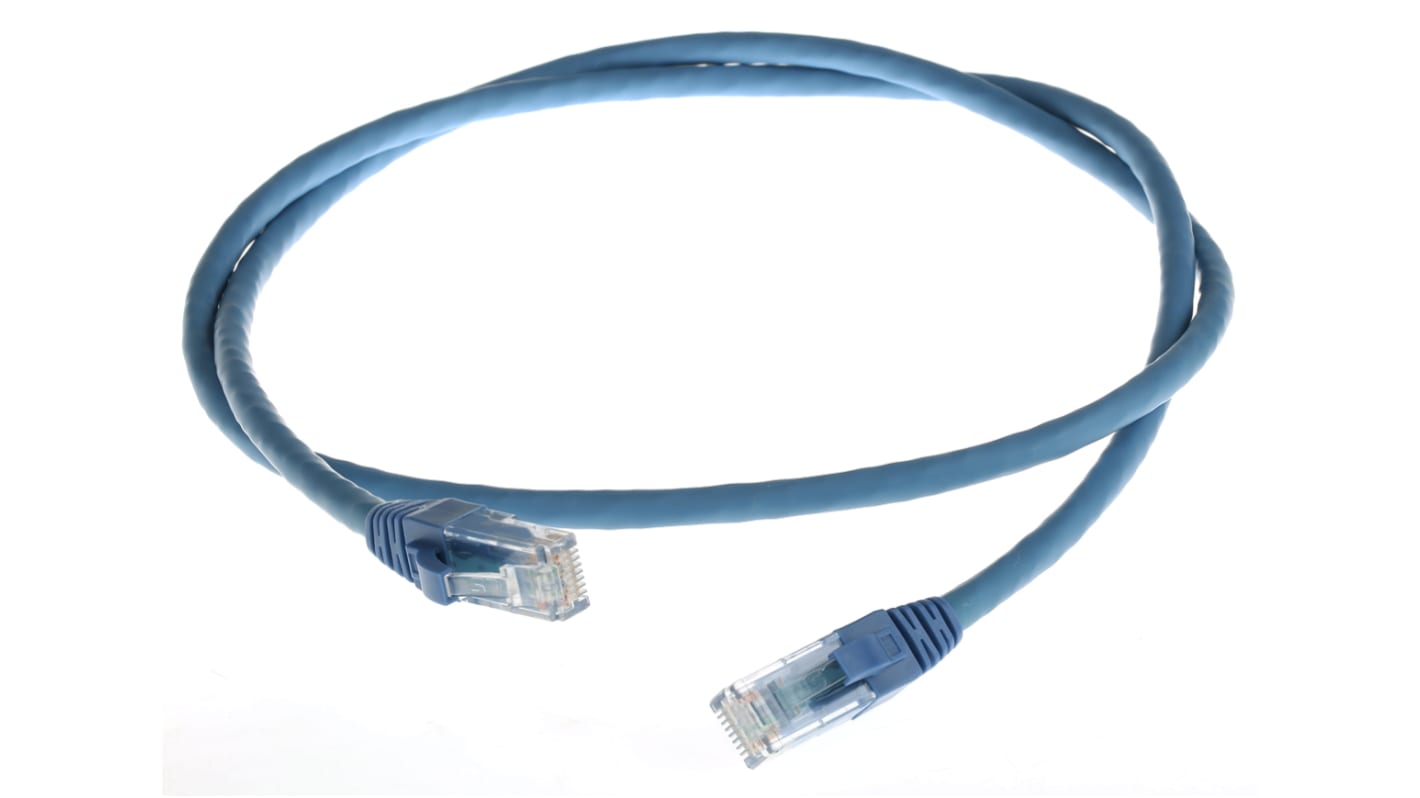 Cavo Ethernet Cat6 (U/UTP) RS PRO, guaina in LSZH col. Blu, L. 1m, Con terminazione