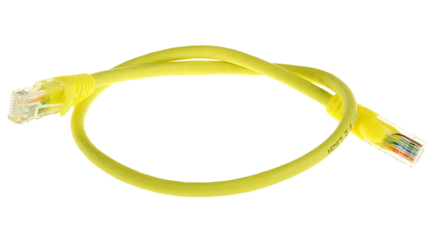 Cable Ethernet Cat5e U/UTP RS PRO de color Amarillo, long. 0.5m, funda de LSZH