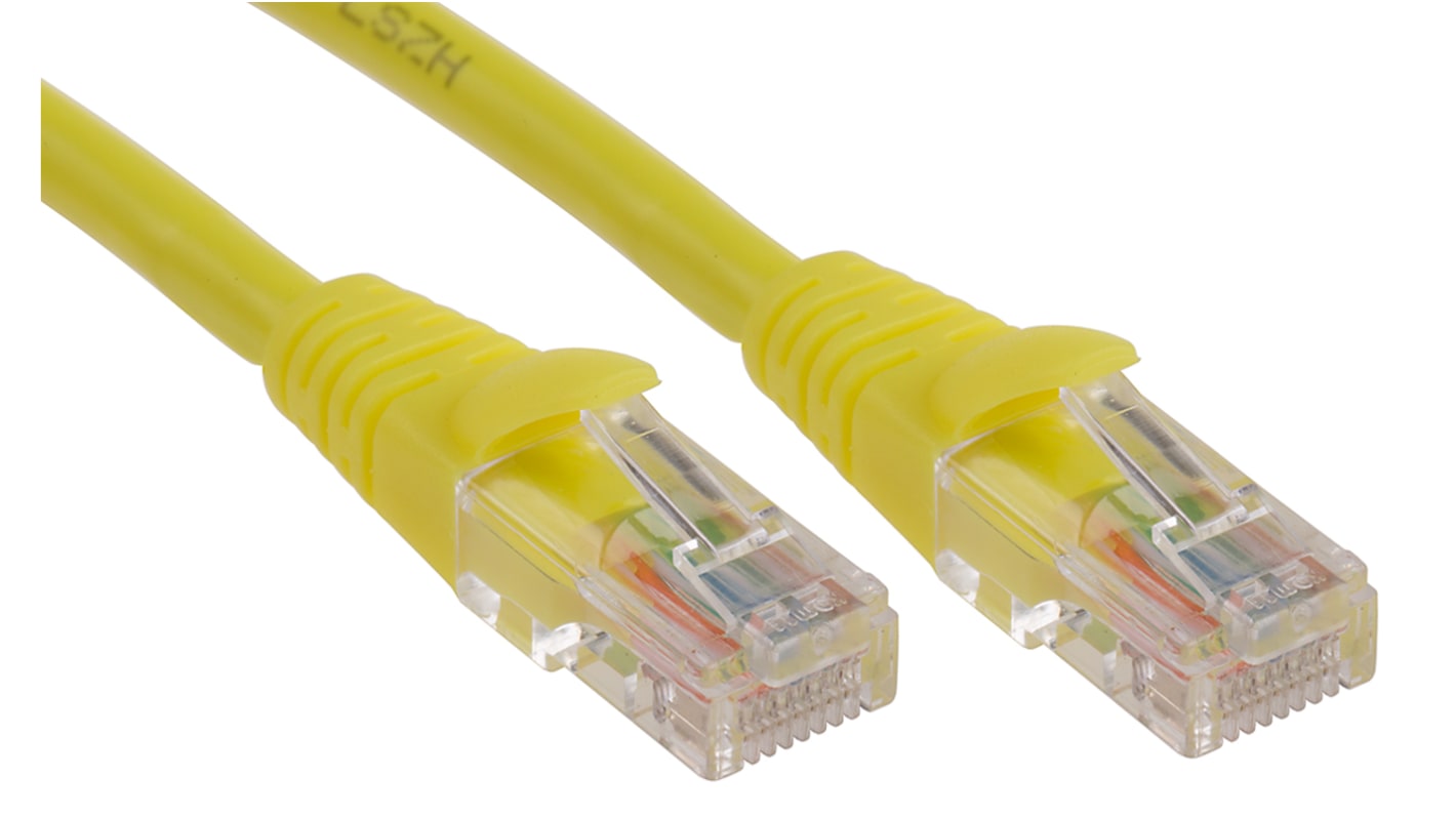 RS PRO Cat5e Male RJ45 to Male RJ45 Ethernet Cable, U/UTP, Yellow LSZH Sheath, 10m