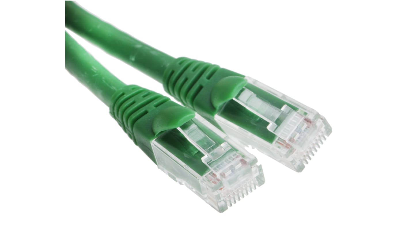 Cavo Ethernet Cat5e (U/UTP) RS PRO, guaina in LSZH col. Verde, L. 5m, Con terminazione