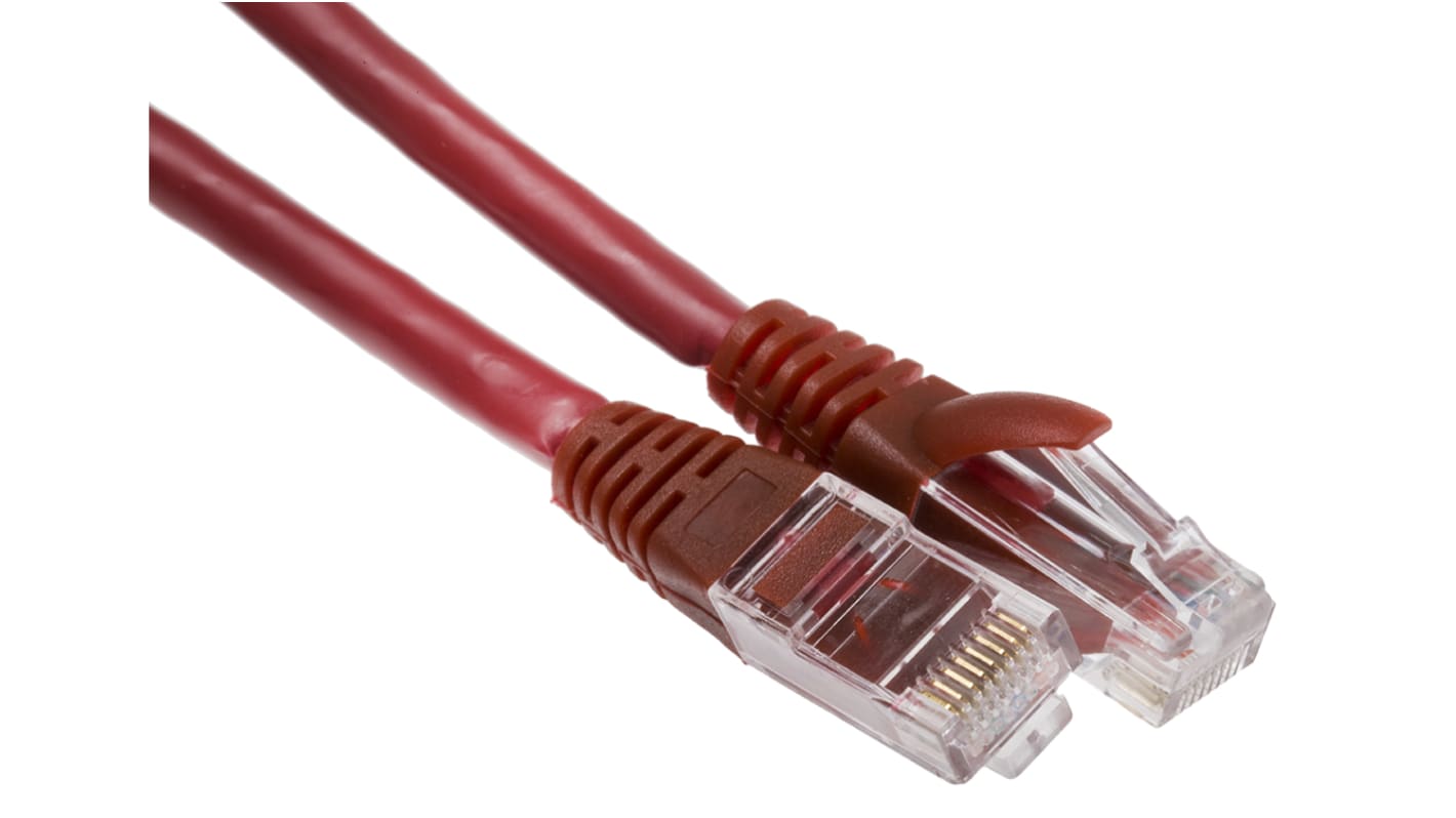 RS PRO Cat6 Male RJ45 to Male RJ45 Ethernet Cable, U/UTP, Red LSZH Sheath, 1m