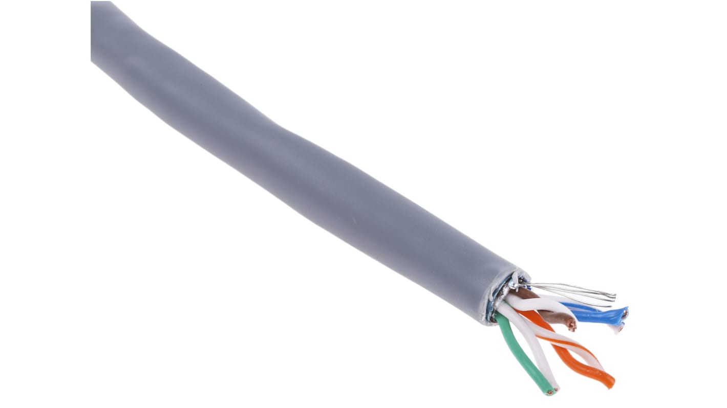Cable Ethernet Cat5e F/UTP RS PRO de color Gris, long. 305m, funda de PVC