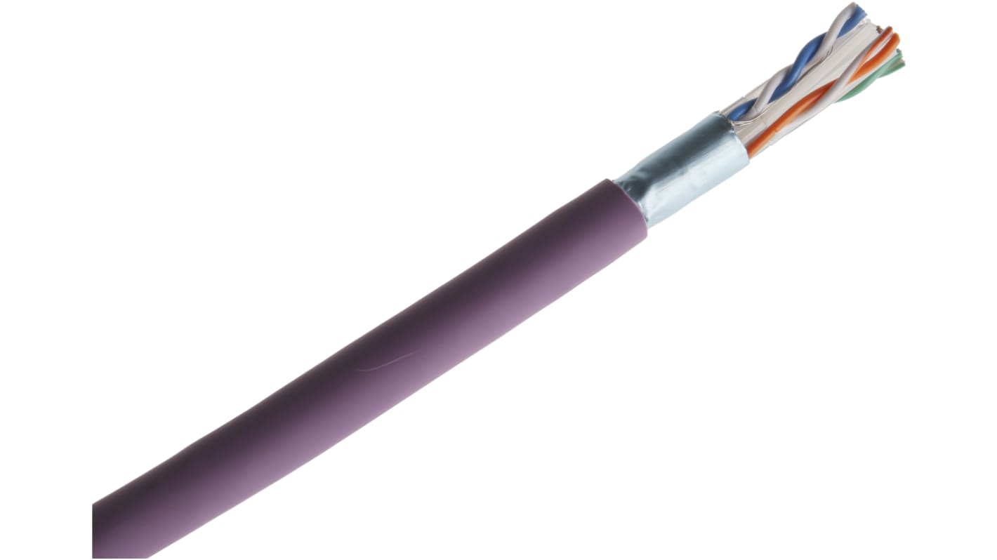 RS PRO Cat6 Ethernet Cable, F/UTP, Purple LSZH Sheath, 305m, Low Smoke Zero Halogen (LSZH)