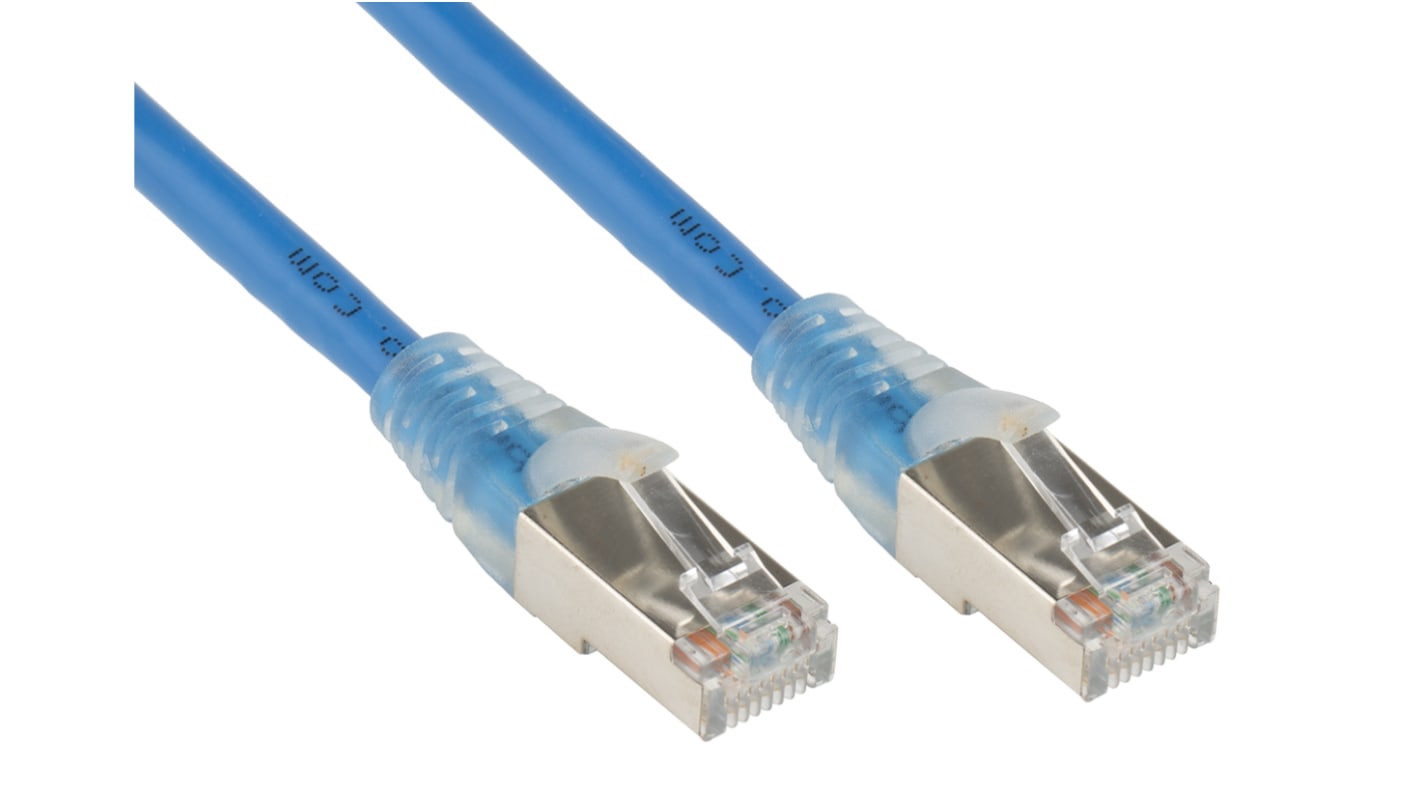 RS PRO Cat5e Male RJ45 to Male RJ45 Ethernet Cable, F/UTP, Blue PVC Sheath, 3m