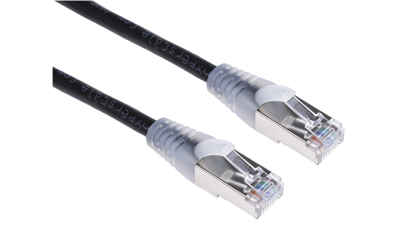RS PRO Cat5e Male RJ45 to Male RJ45 Ethernet Cable, F/UTP, Black PVC Sheath, 2m