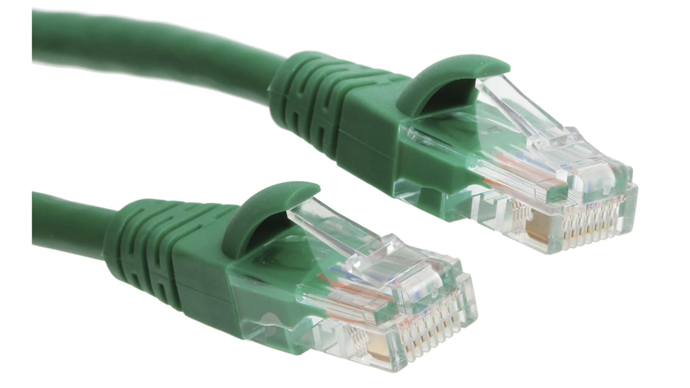 RS PRO Cat5e Male RJ45 to Male RJ45 Ethernet Cable, U/UTP, Green PVC Sheath, 2m