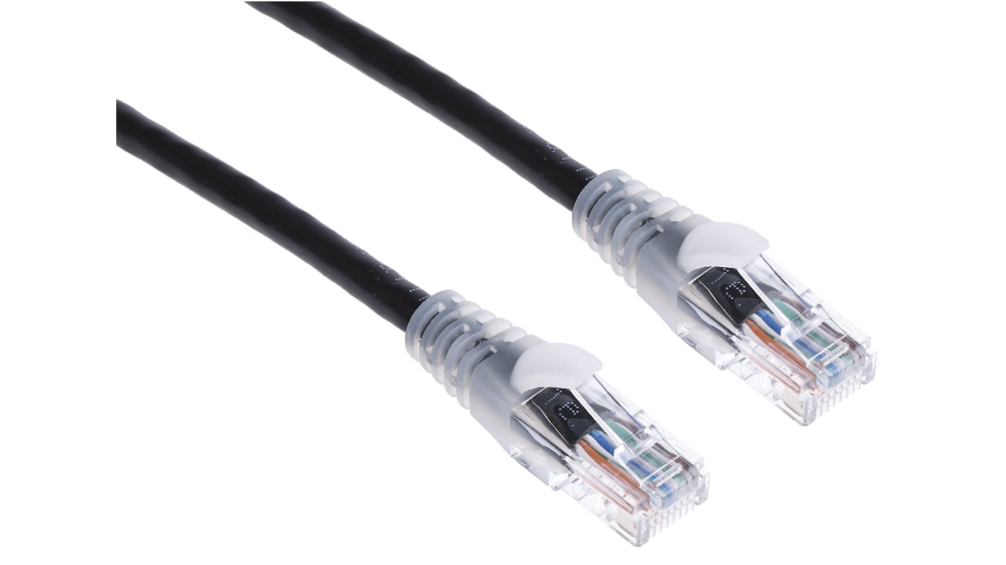 Cavo Ethernet Cat5e (U/UTP) RS PRO, guaina in PVC col. Nero, L. 3m, Con terminazione