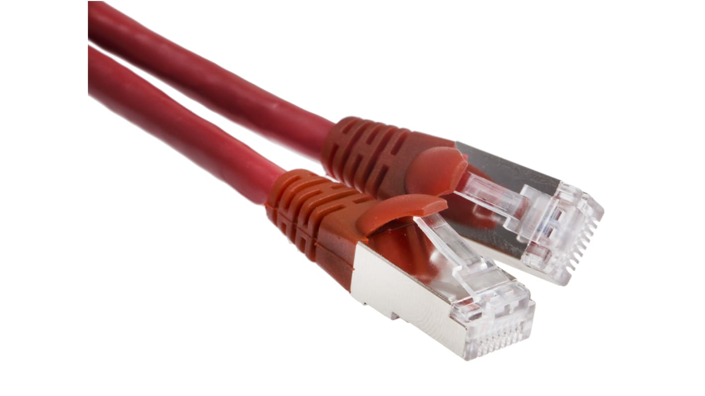 Cavo Ethernet Cat5e (U/UTP) RS PRO, guaina in LSZH col. Rosso, L. 3m, Con terminazione