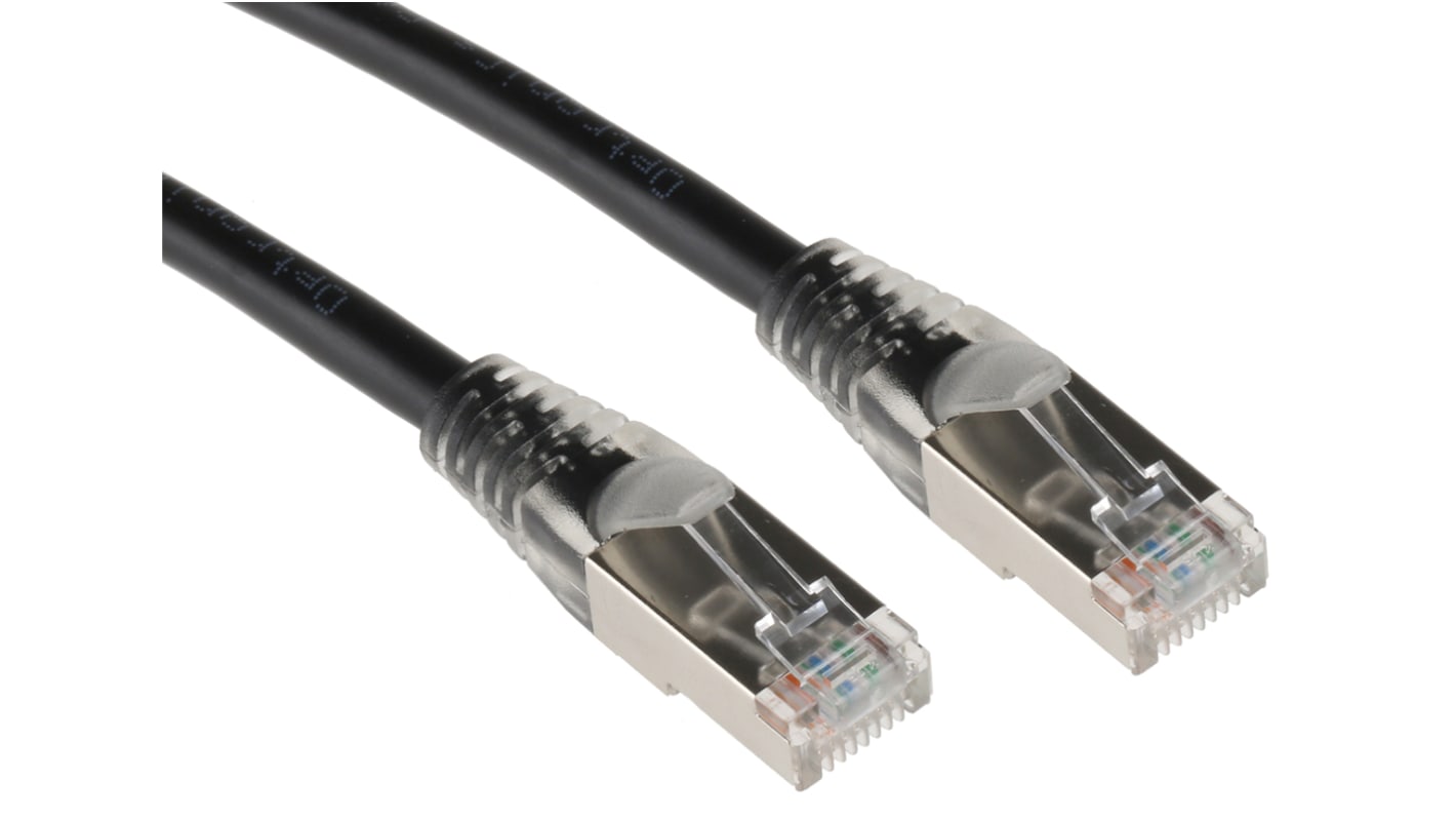 Cavo Ethernet Cat5e (F/UTP) RS PRO, guaina in PVC col. Nero, L. 0.5m, Con terminazione