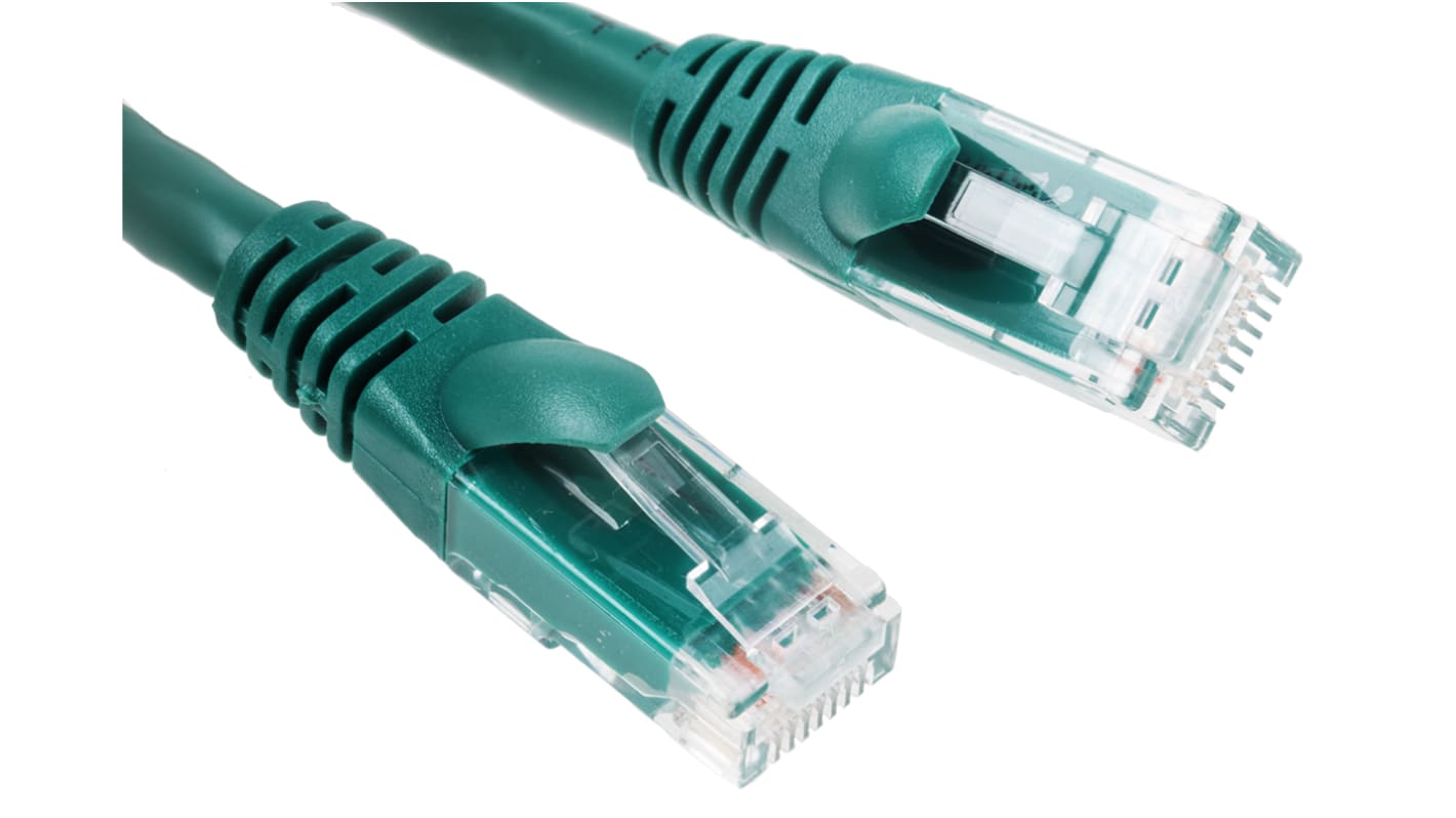 Cavo Ethernet Cat6 (U/UTP) RS PRO, guaina in PVC col. Verde, L. 0.5m, Con terminazione