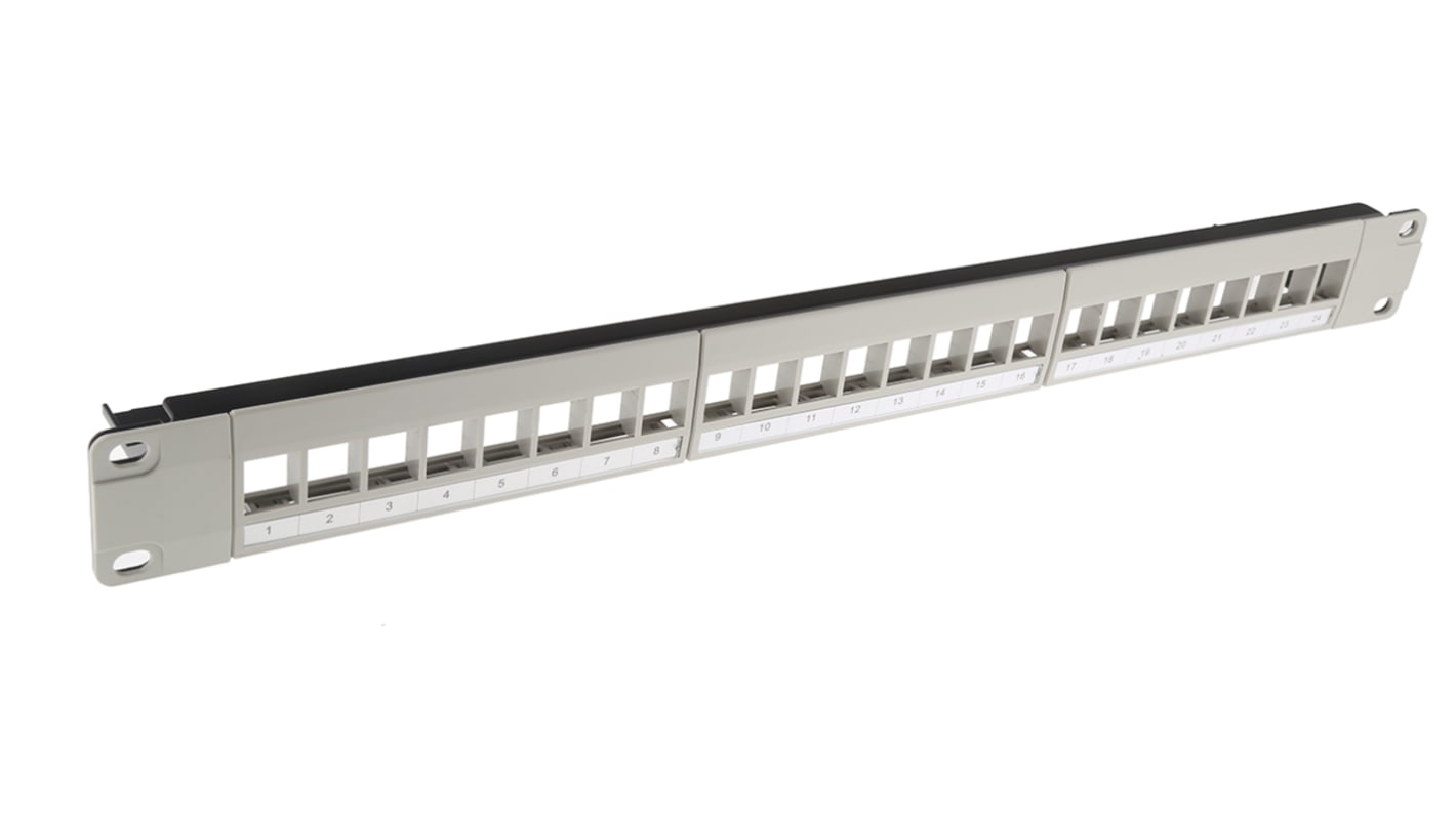 RS PRO Cat5e, Cat6 24 Port RJ45 RJ Patch Panel UTP 1U Grey