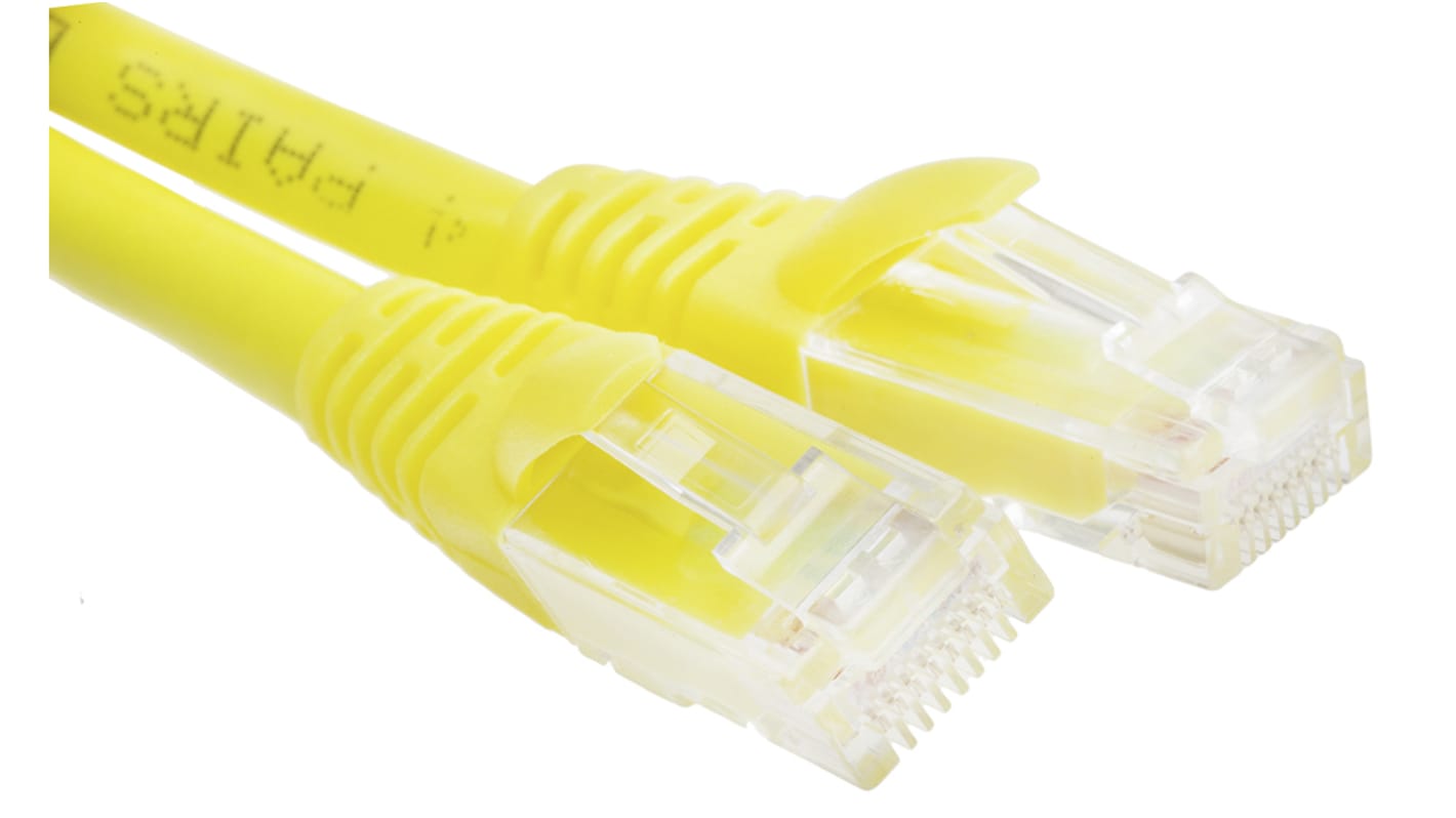 RS PRO Cat6 Male RJ45 to Male RJ45 Ethernet Cable, U/UTP, Yellow LSZH Sheath, 10m