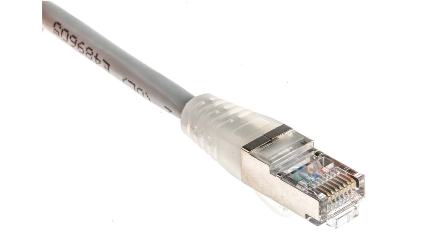 Cavo Ethernet Cat5e (F/UTP) RS PRO, guaina in PVC col. Grigio, L. 0.5m, Con terminazione