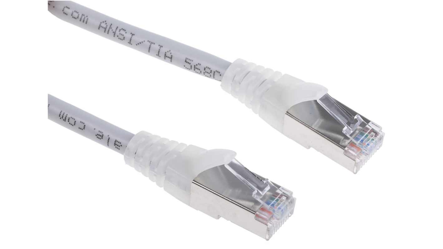 RS PRO Cat5e Male RJ45 to Male RJ45 Ethernet Cable, F/UTP, Grey PVC Sheath, 3m