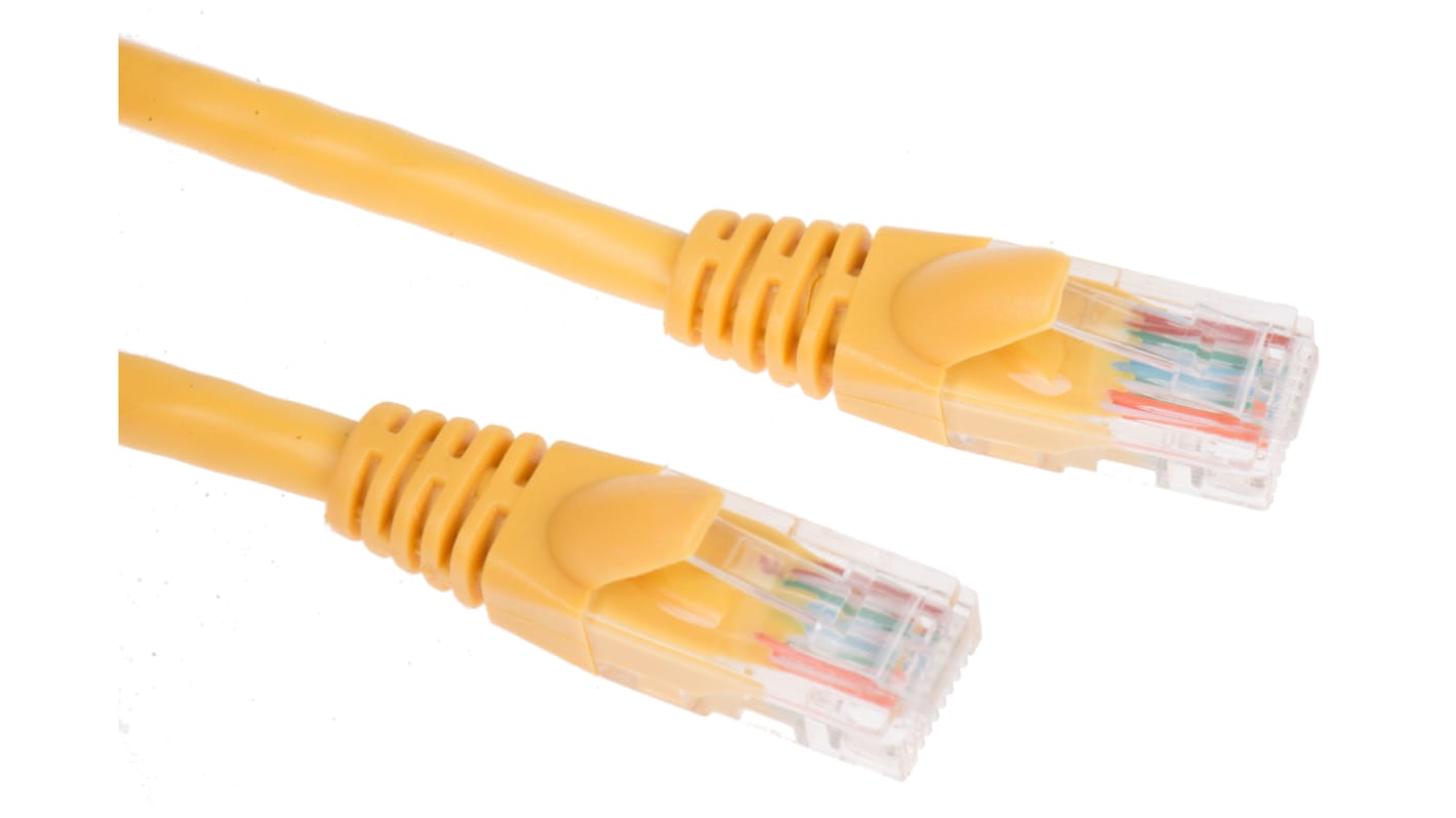 RS PRO Cat5e Male RJ45 to Male RJ45 Ethernet Cable, U/UTP, Yellow PVC Sheath, 5m