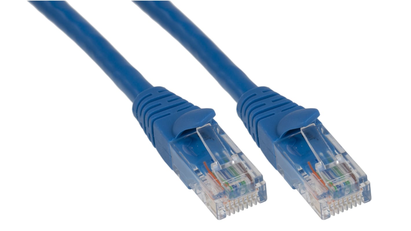 RS PRO Ethernetkabel Cat.5e, 0.5m, Blau Patchkabel, A RJ45 U/UTP Stecker, B RJ45, PVC