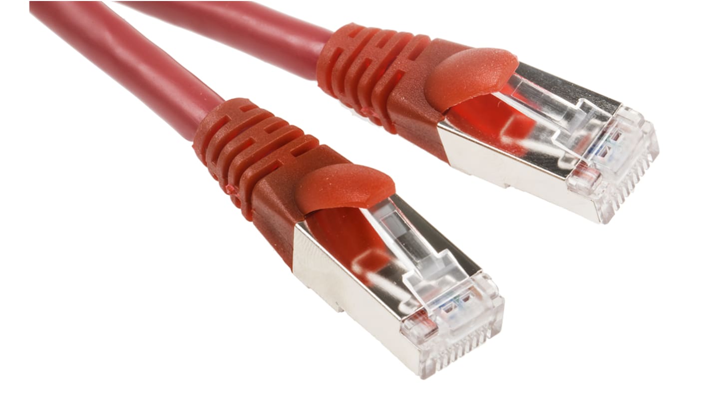 RS PRO Cat6 Male RJ45 to Male RJ45 Ethernet Cable, F/UTP, Red LSZH Sheath, 0.5m