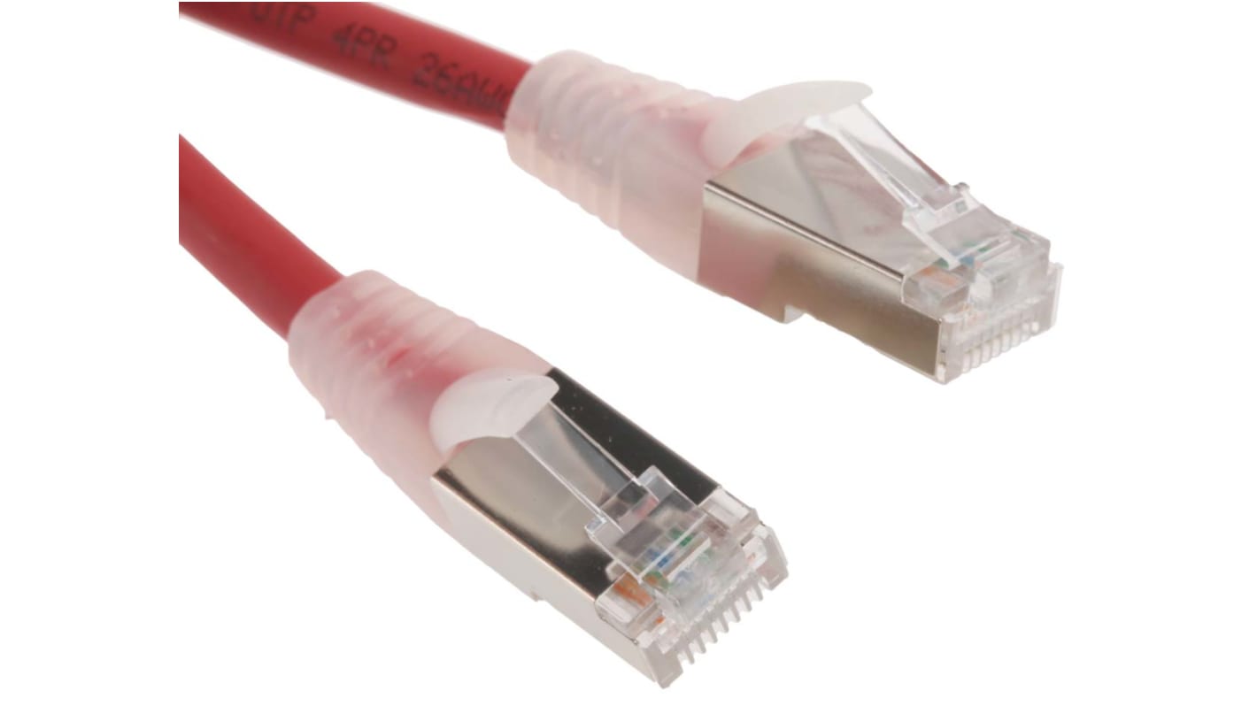 RS PRO Cat6 Male RJ45 to Male RJ45 Ethernet Cable, F/UTP, Red LSZH Sheath, 2m