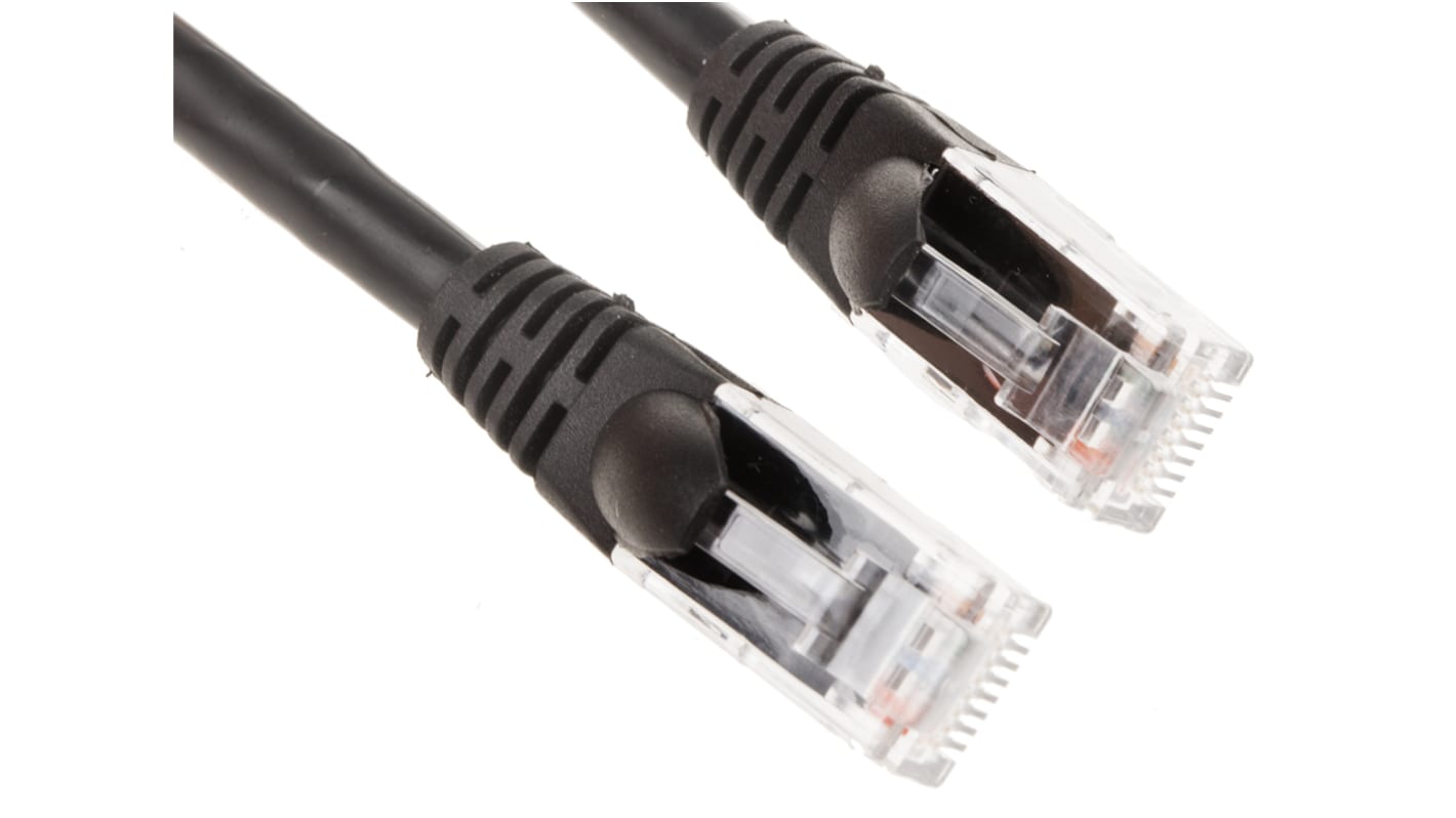 RS PRO Cat6 Male RJ45 to Male RJ45 Ethernet Cable, U/UTP, Black LSZH Sheath, 0.5m