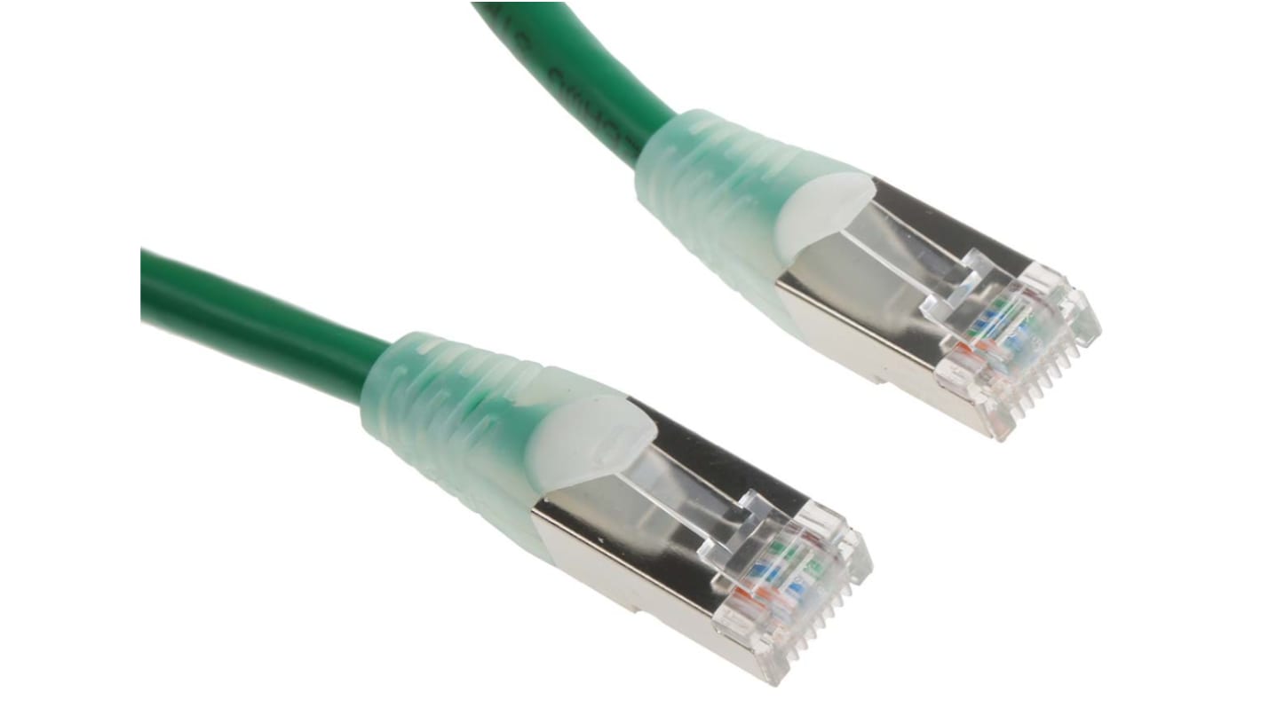 RS PRO Cat5e Male RJ45 to Male RJ45 Ethernet Cable, F/UTP, Green PVC Sheath, 2m