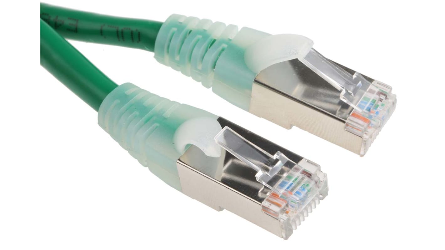 RS PRO Cat5e Male RJ45 to Male RJ45 Ethernet Cable, F/UTP, Green PVC Sheath, 10m