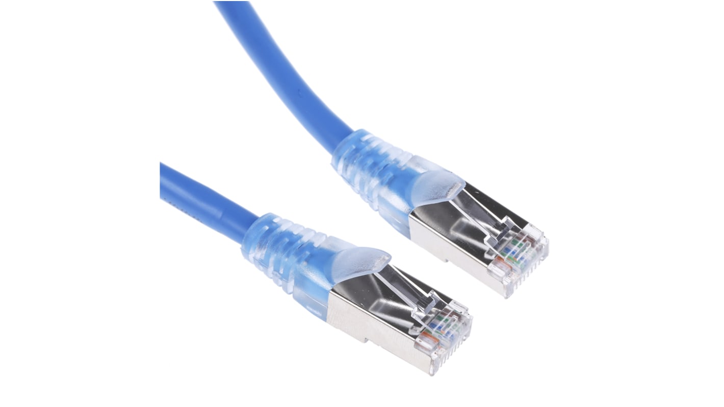 RS PRO Cat5e Male RJ45 to Male RJ45 Ethernet Cable, F/UTP, Blue PVC Sheath, 2m