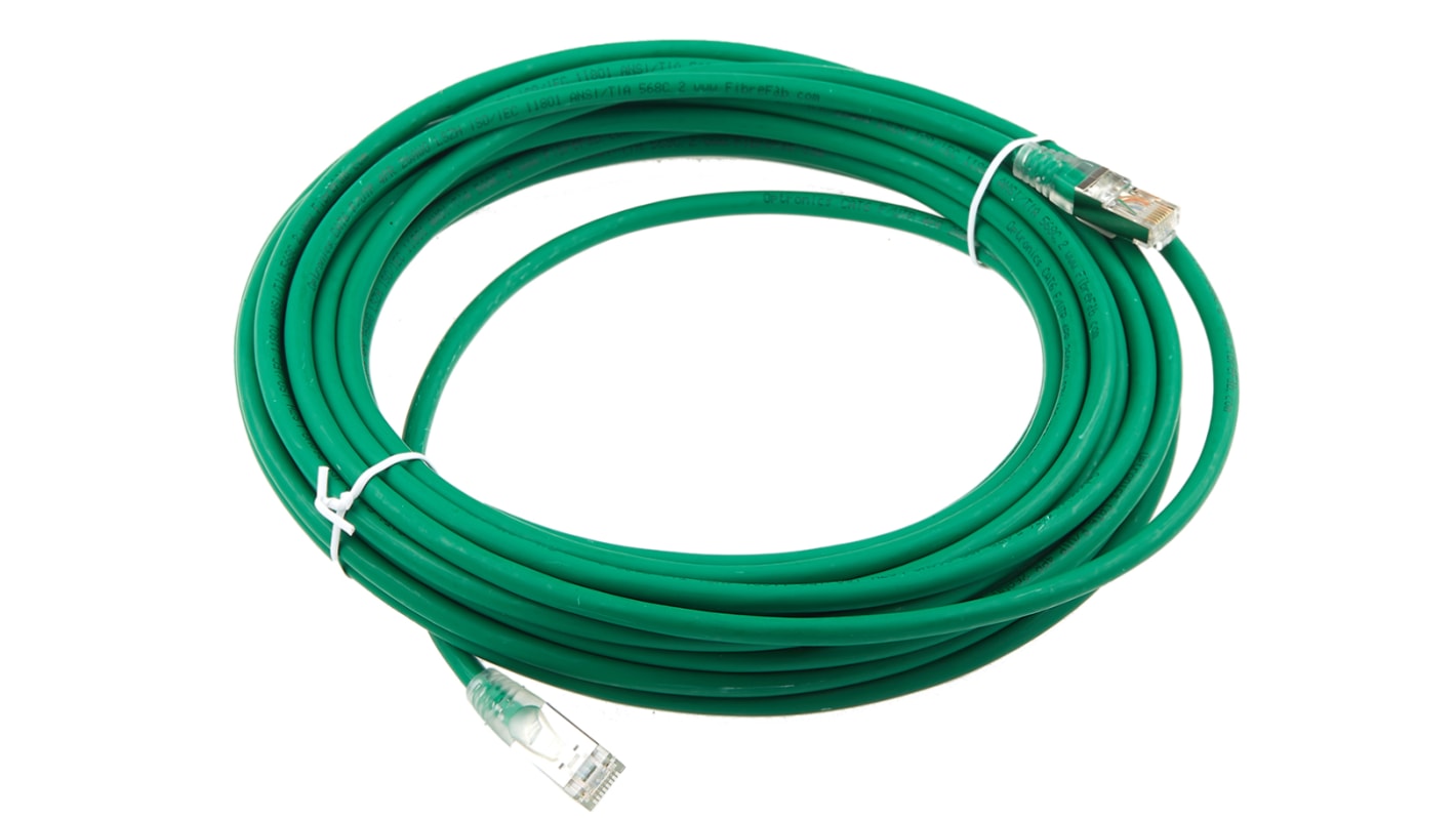 Cavo Ethernet Cat6 (F/UTP) RS PRO, guaina in LSZH col. Verde, L. 10m, Con terminazione