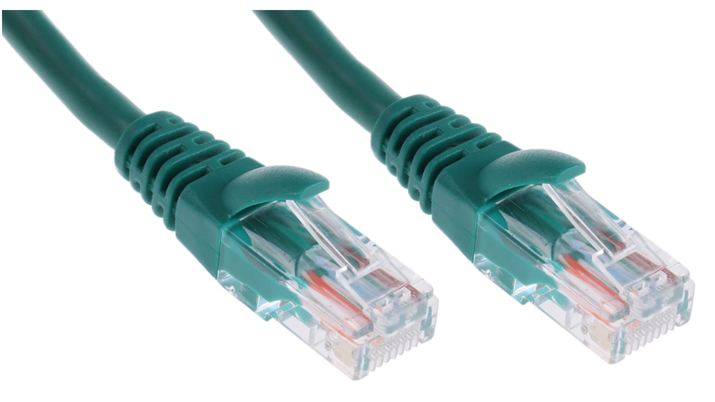 RS PRO Cat5e Male RJ45 to Male RJ45 Ethernet Cable, U/UTP, Green PVC Sheath, 1m