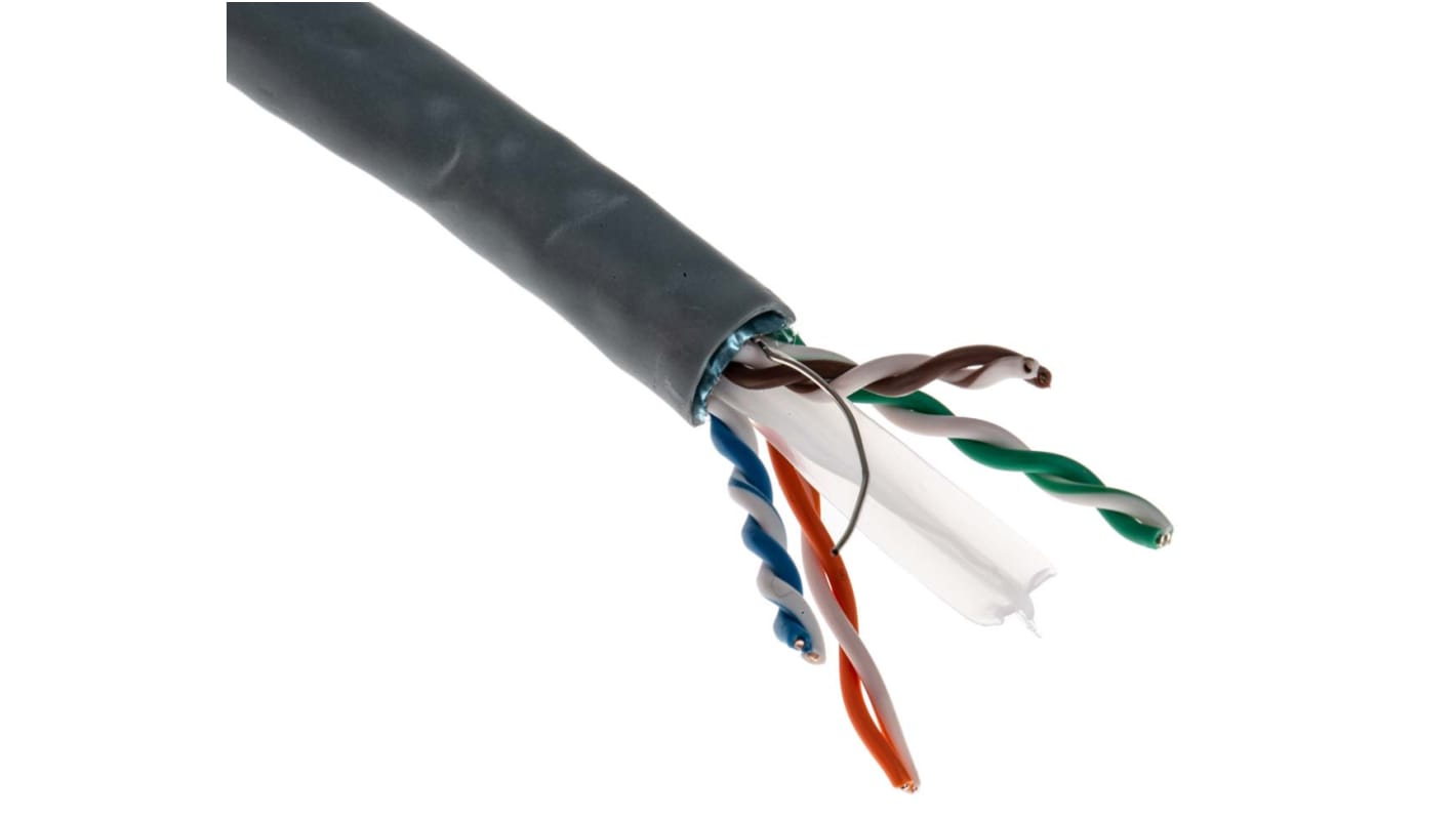 Cable de Cat6 F/UTP RS PRO de color Gris, long. 305m, funda de PVC