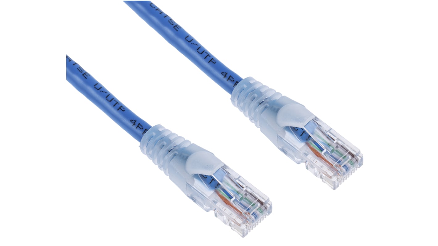 RS PRO Cat5e Male RJ45 to Male RJ45 Ethernet Cable, U/UTP, Blue PVC Sheath, 10m