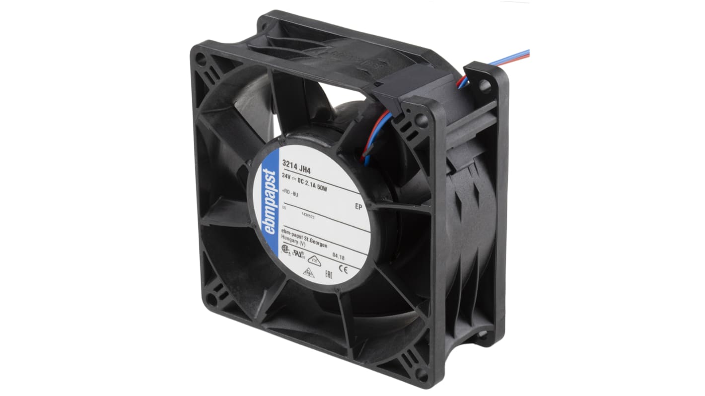 Axiální ventilátor, řada: 3200 J - S-Force DC, 92 x 92 x 38mm, průtok vzduchu: 280m³/h 50W 24 V DC