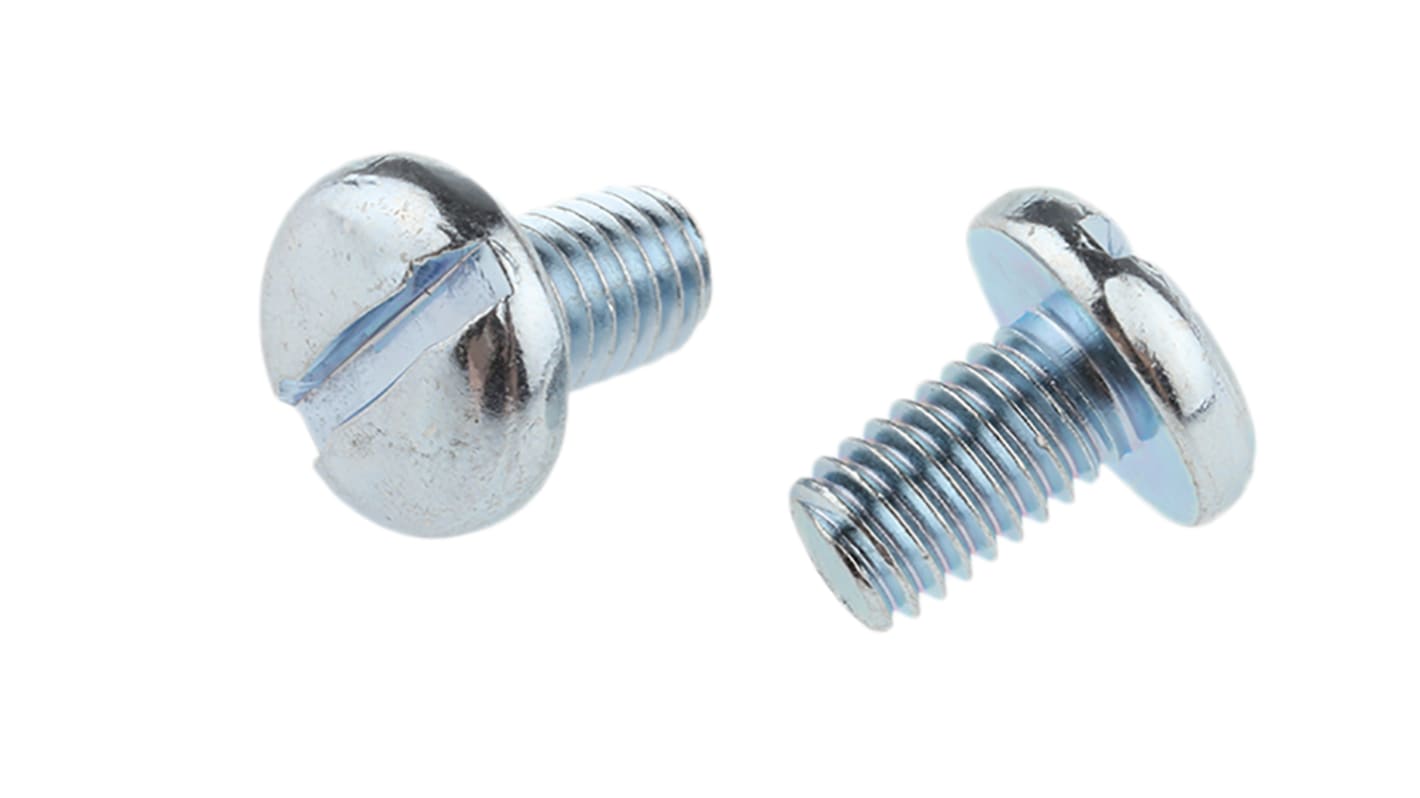 RS PRO Slot Pan Steel Machine Screws DIN 85, M6x10mm