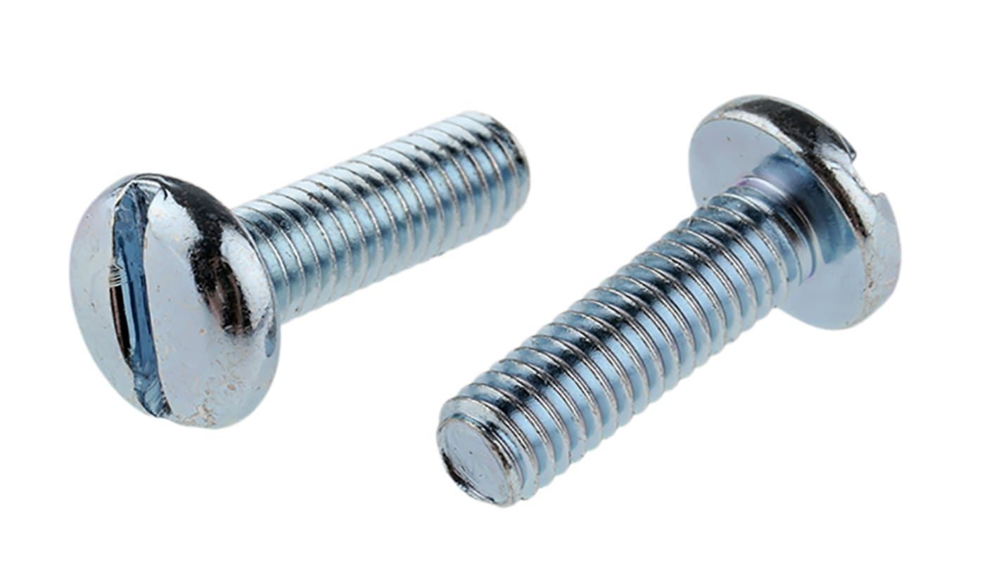 RS PRO Slot Pan Steel Machine Screws DIN 85, M6x20mm