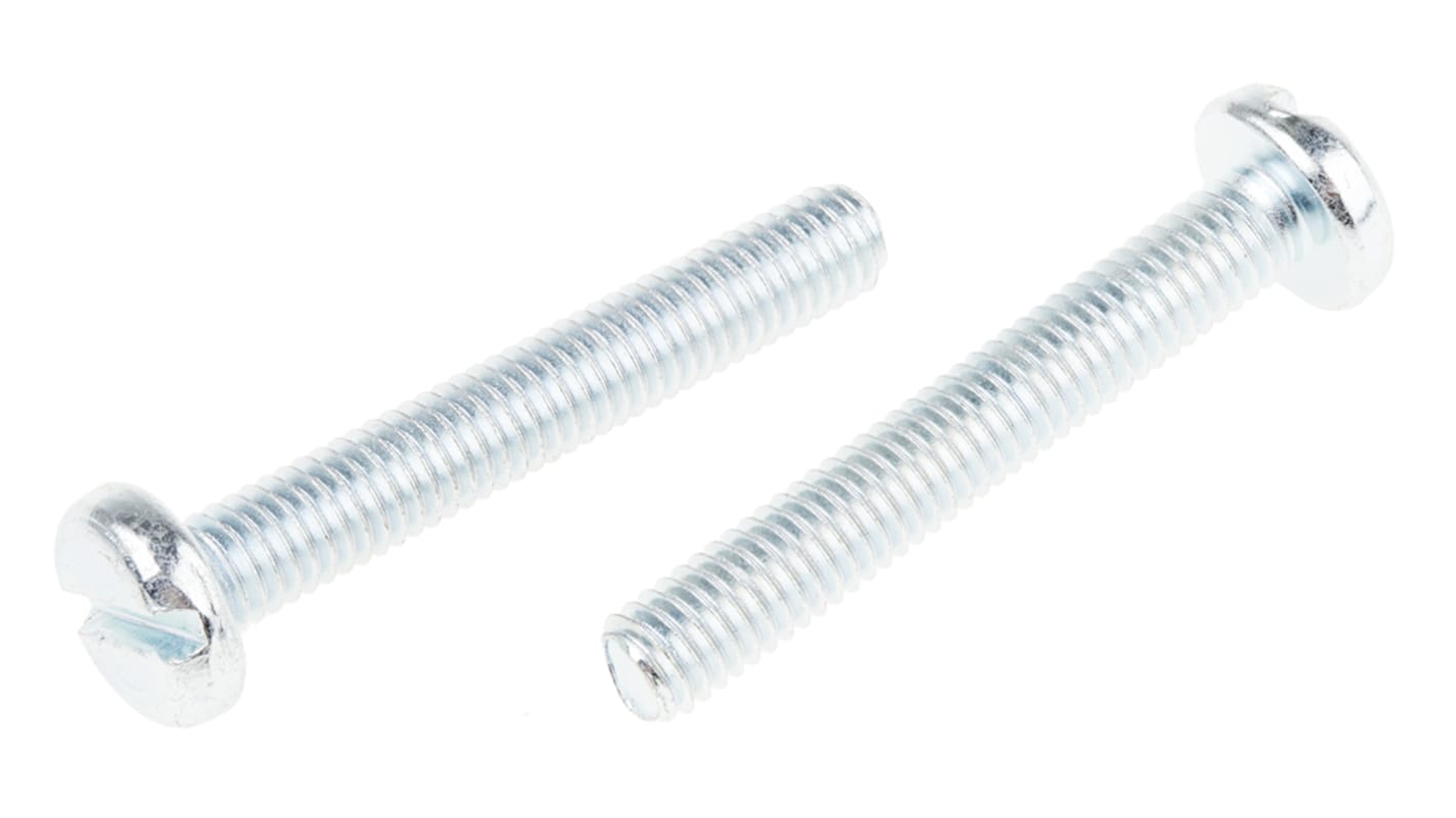 RS PRO Slot Pan Steel Machine Screws DIN 85, M6x40mm