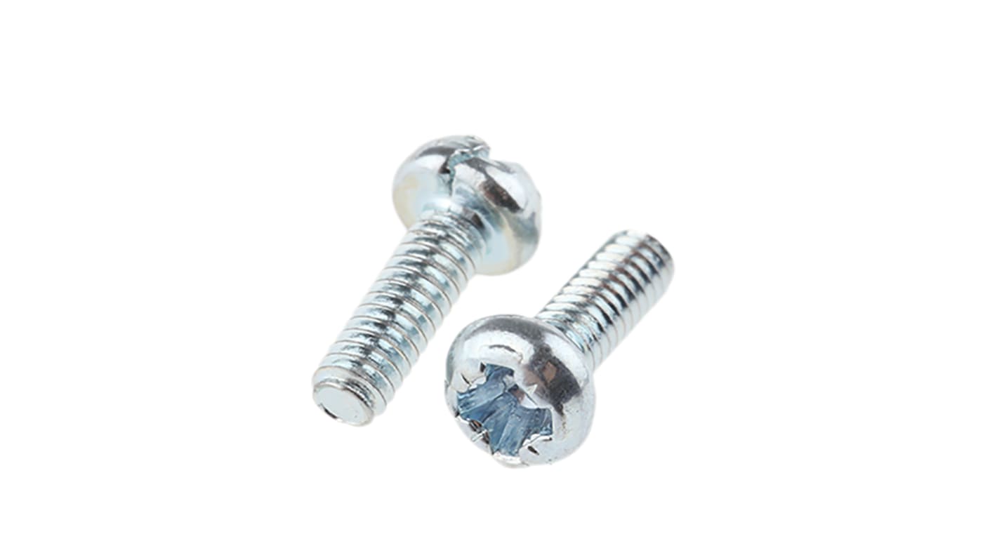 RS PRO Cross Pan Steel Machine Screws DIN 7985Z, M2x6mm