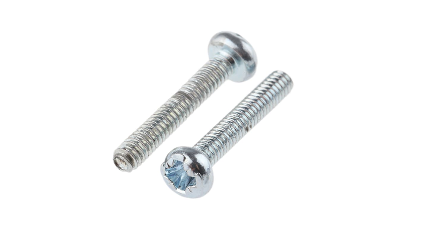 RS PRO Cross Pan Steel Machine Screws DIN 7985Z, M2x12mm