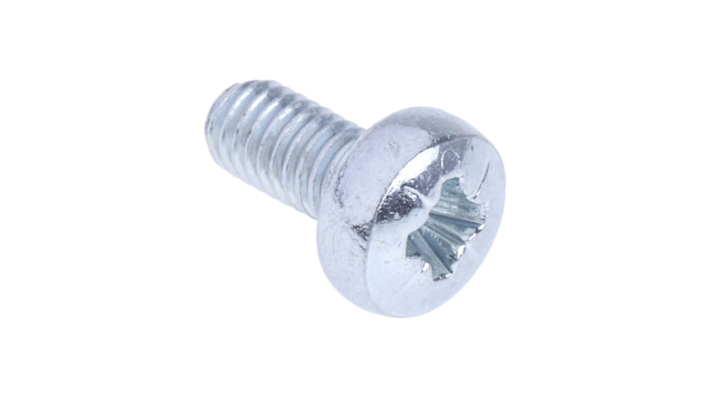 Tornillo de cabeza alomada con huella Pozidriv RS PRO M3 x 6mm, paso de rosca 0.5mm, de Acero Galvanizado brillante