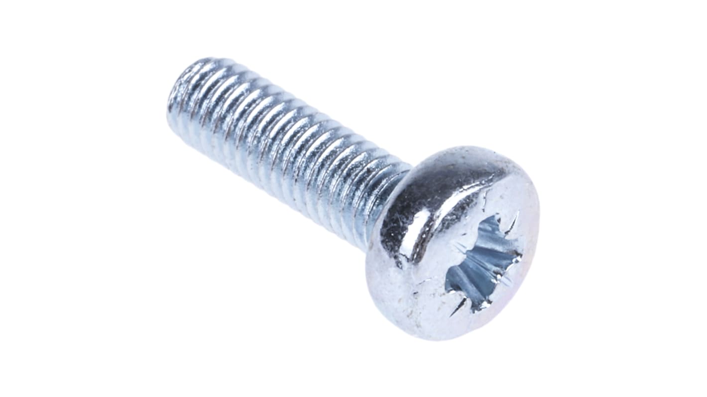 RS PRO Pozidriv Pan Steel Machine Screws DIN 7985, M3x10mm