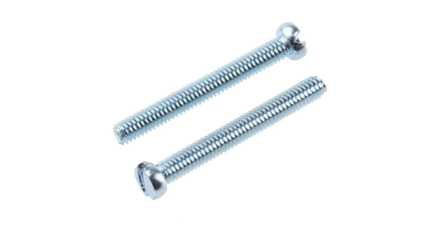 RS PRO Linsenkopf Schlitz Schrauben verzinkt, M2.5 x 20mm Stahl