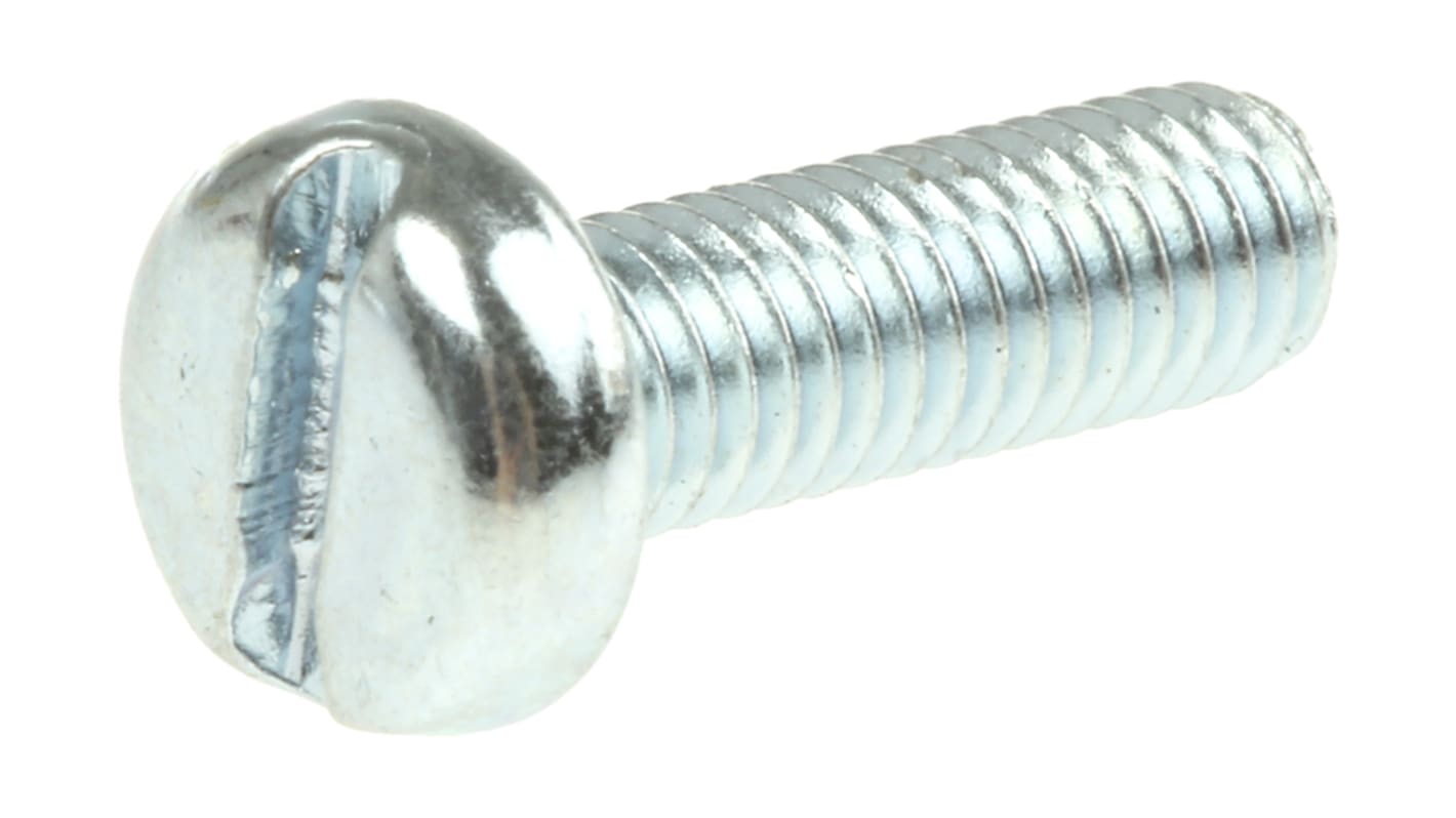 RS PRO Linsenkopf Schlitz Schrauben verzinkt, M3 x 10mm Stahl