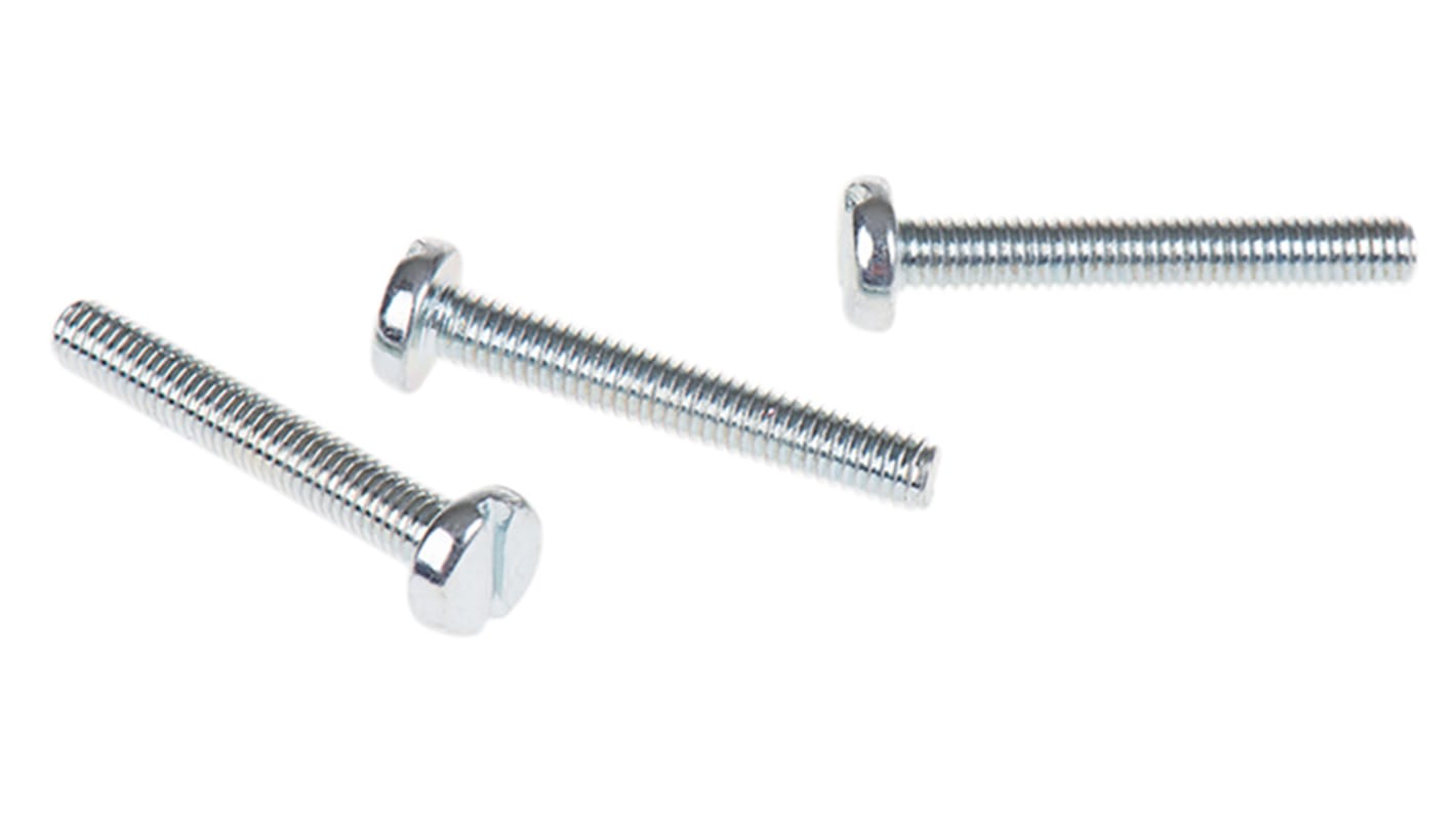 RS PRO Slot Pan Steel Machine Screws DIN 85, M3x20mm