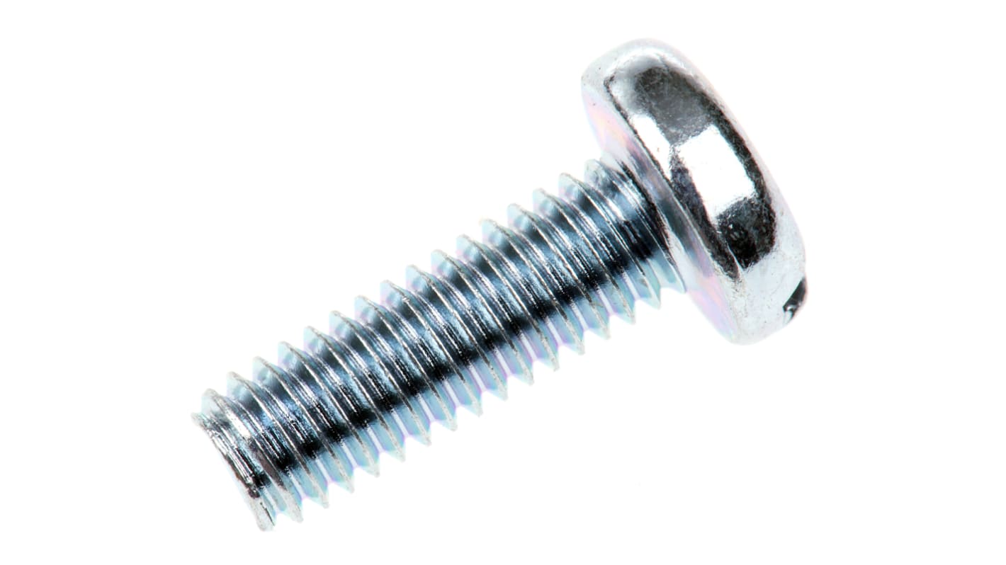 RS PRO Linsenkopf Schlitz Schrauben verzinkt, M4 x 12mm Stahl