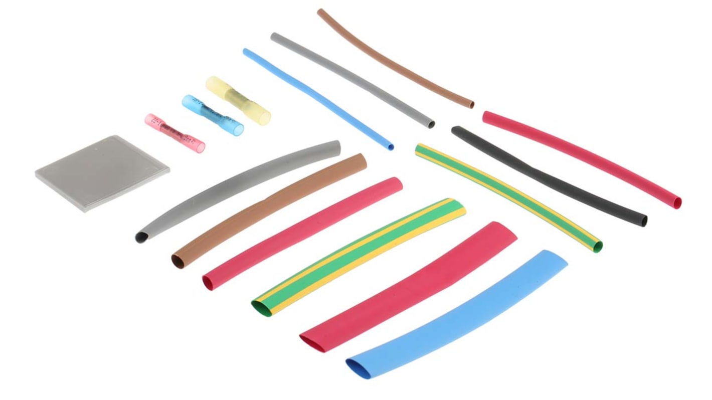 RS PRO Adhesive Lined Heat Shrink Tubing, Black, Blue, Green/Yellow