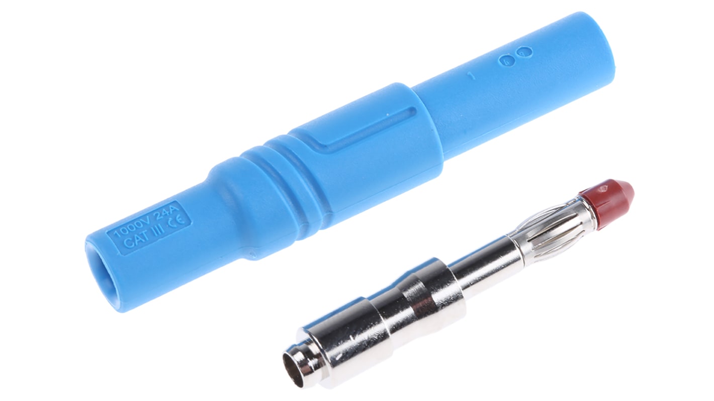Hirschmann Test & Measurement Blue Male Banana Plug, 4 mm Connector, Screw Termination, 24A, 1000V ac/dc, Nickel Plating