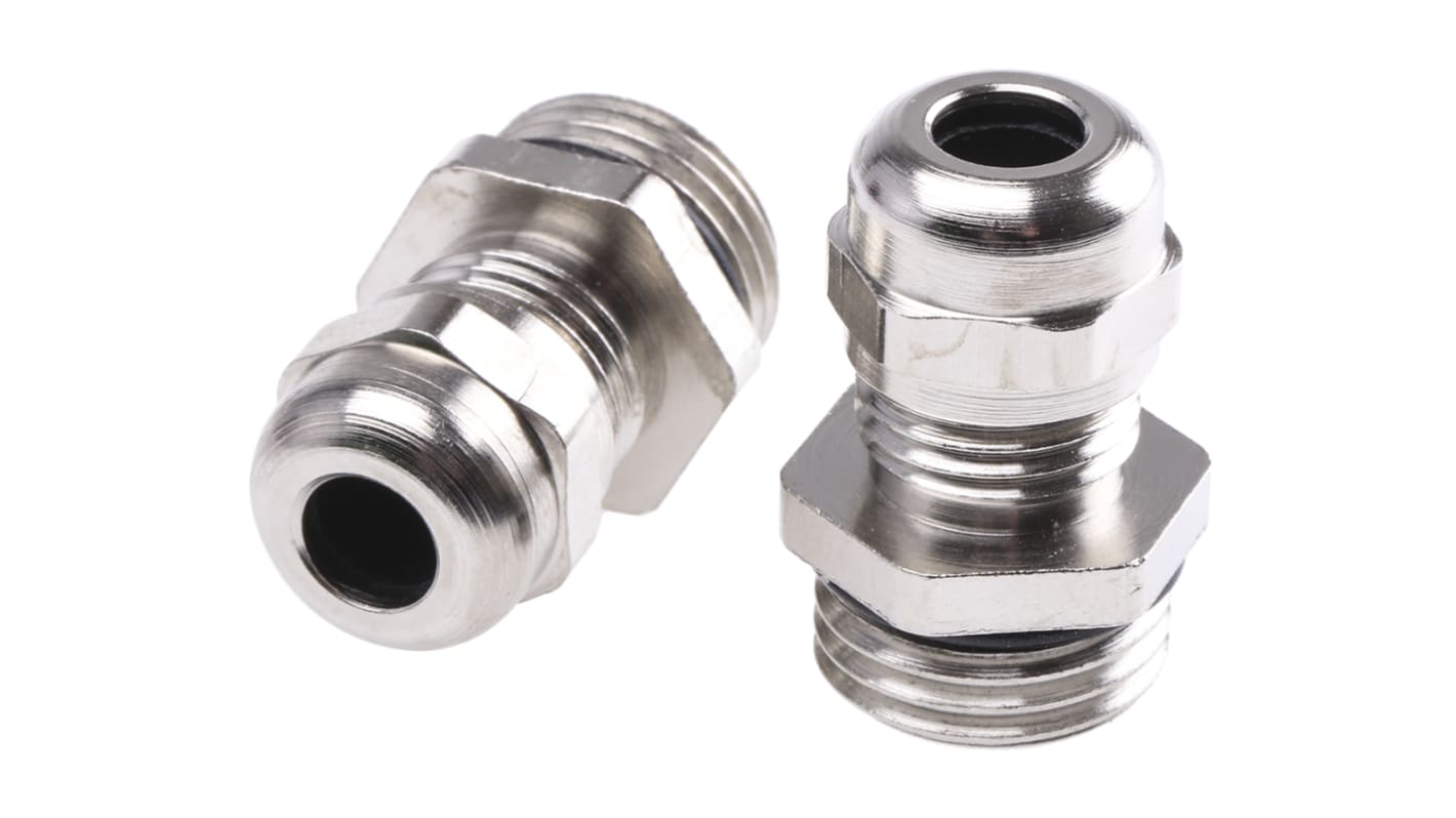 SIB WADI-TEC ECEA GSE Series Metallic Nickel Plated Brass Cable Gland, M16 Thread, 3mm Min, 6mm Max, IP68