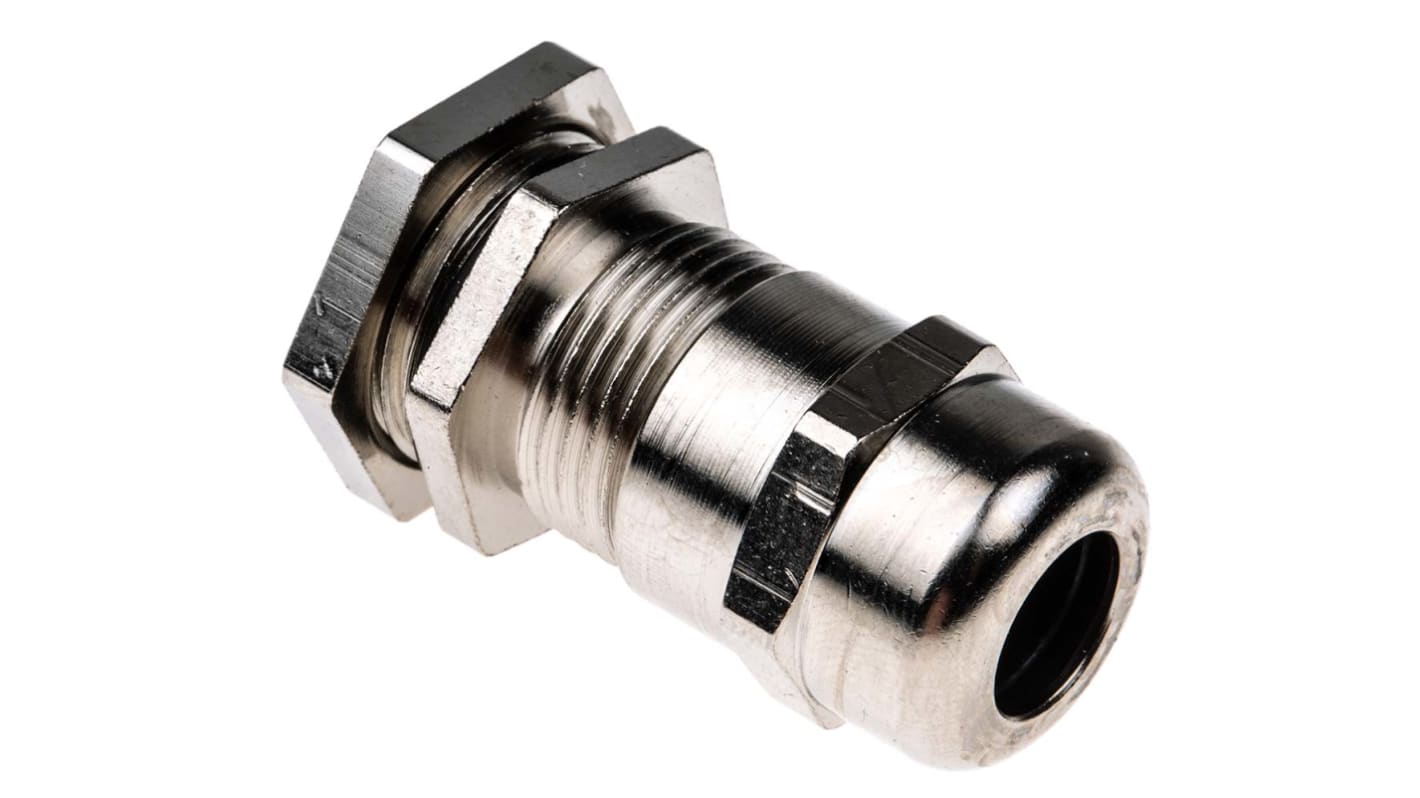 SIB WADI-TEC Series Metallic Nickel Plated Brass Cable Gland, M20 Thread, 7mm Min, 10.5mm Max, IP68