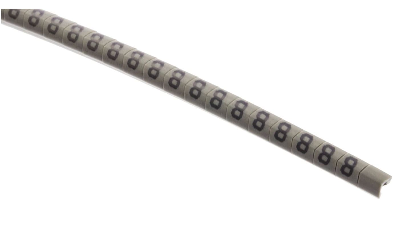 HellermannTyton Helagrip Slide On Cable Markers, Black on Grey, Pre-printed "8", 2 → 5mm Cable